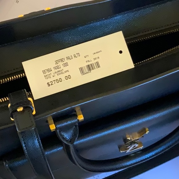 YSL Uptown Tote With Envelope - Black Leather - Picture 5 of 7